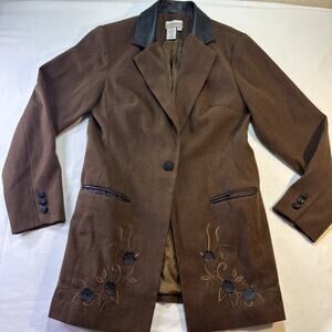 Coldwater Creek Western Style Jacket Blazer Womens Sz 10 Brown Button Cowgirl